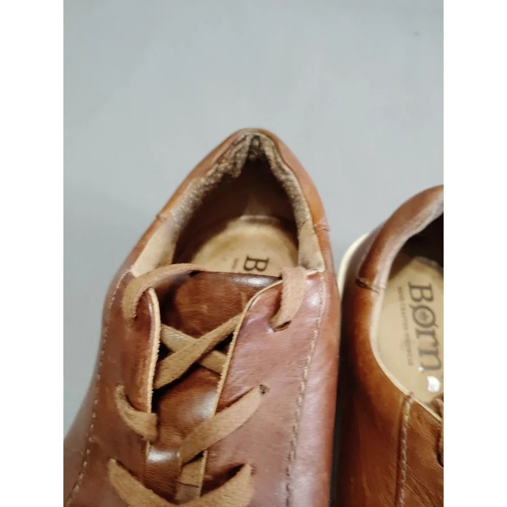 Born Cognac Leather Handcraft Distressed Lace Up Low Top Comfy Sneaker Men 10.5*
